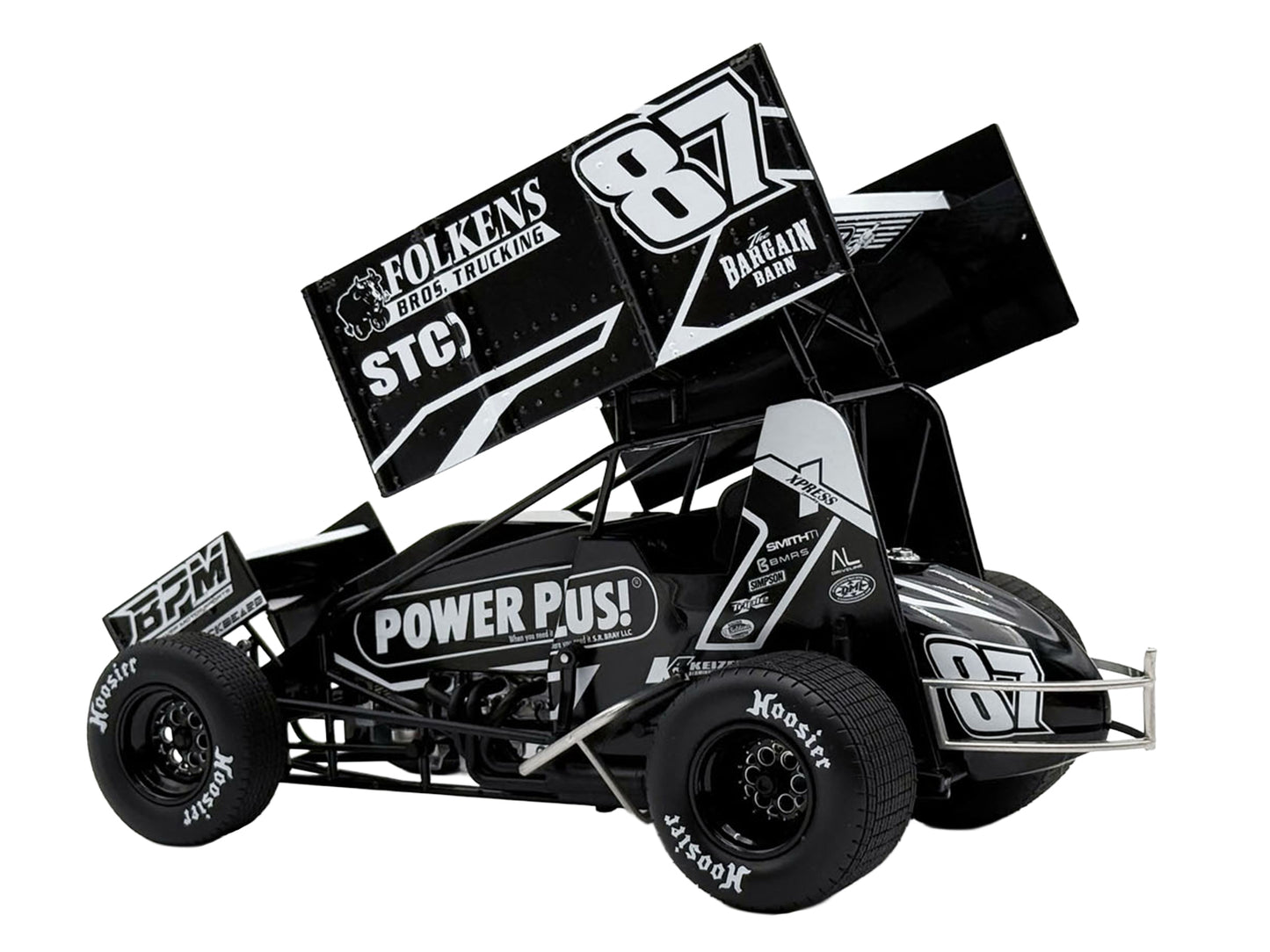Winged Sprint Car #87 Aaron Reutzel "Power Plus" Black (2026) 1/18 T&y Diecast Model Car by ACME