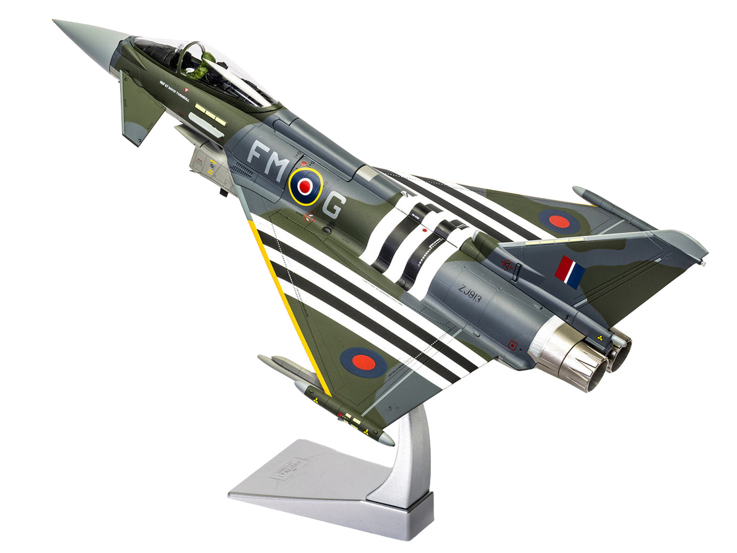 Eurofighter Typhoon FGR4 Fighter Aircraft "ZJ913 FM-G Moggy D-Day 80th Anniversary Display Scheme" (2024) Royal Air Force "The Aviation Archive" Series 1/48 Diecast Model by Corgi