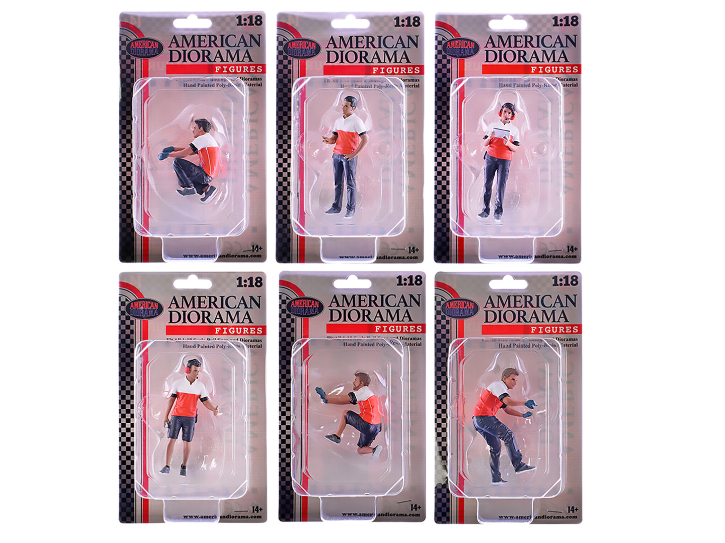 "Race Crew" 6 piece Figure Set for 1/18 scale models by American Diorama <h2>"Race Diorama</h2> <p>High-quality diecast model car perfect collectors and enthusiasts. Features detailed interior exterio