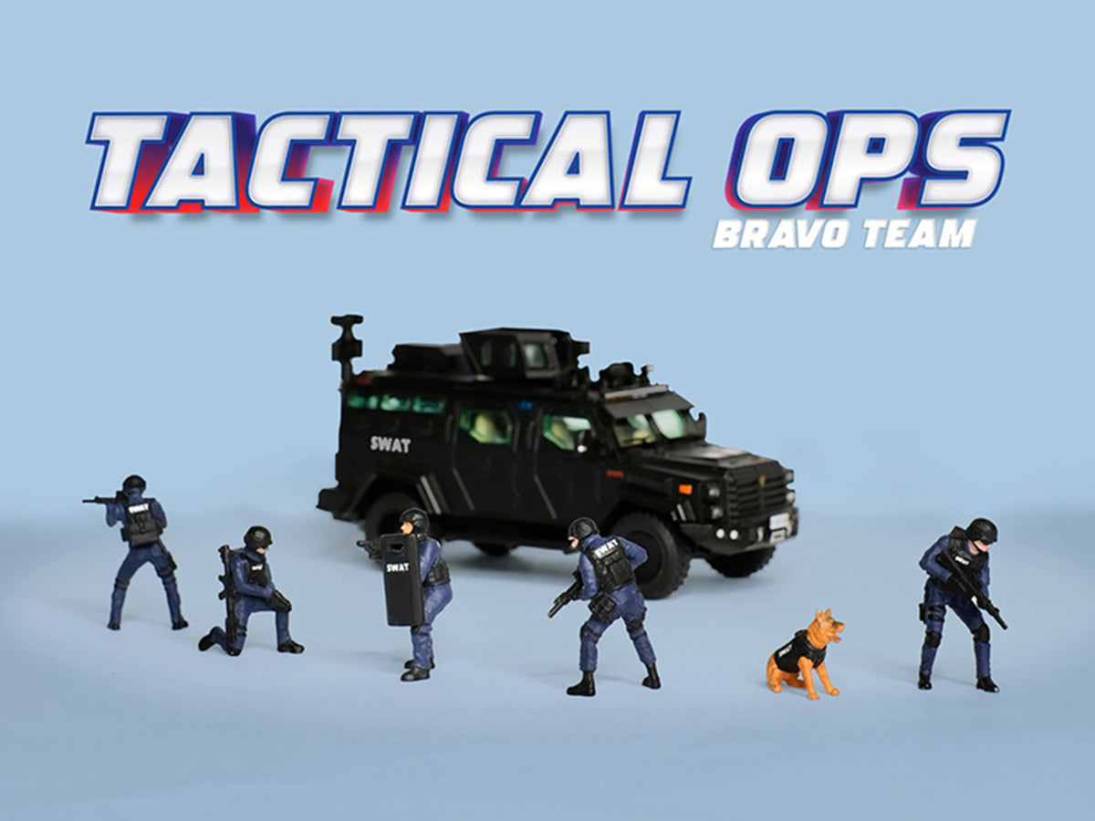 "Tactical Ops Bravo Team" 6 piece Diecast Figure Set (6 Figures) Limited Edition for 1/64 Scale Models by American Diorama