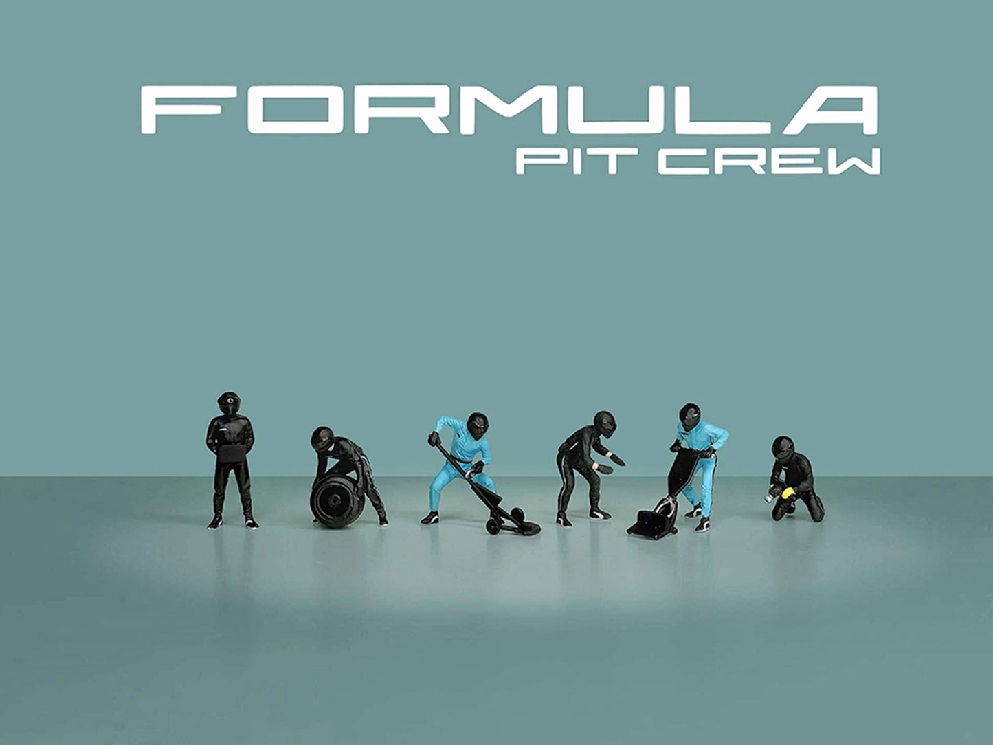 "Formula Pit Crew – Team Black" 6 piece T&y Diecast Figure Set (6 Figures) Limited Edition for 1/64 Scale Models by American Diorama