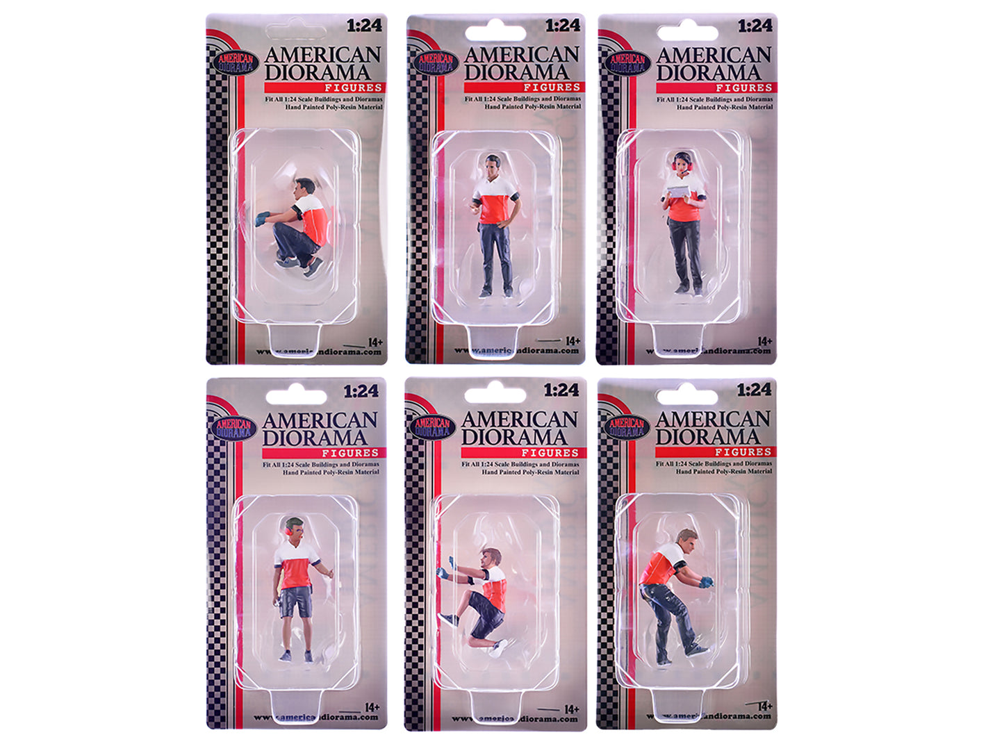 "Race Crew" 6 piece Figure Set for 1/24 Scale Models by American Diorama <h2>"Race Diorama</h2> <p>High-quality diecast model car perfect collectors and enthusiasts. Features detailed interior exterio