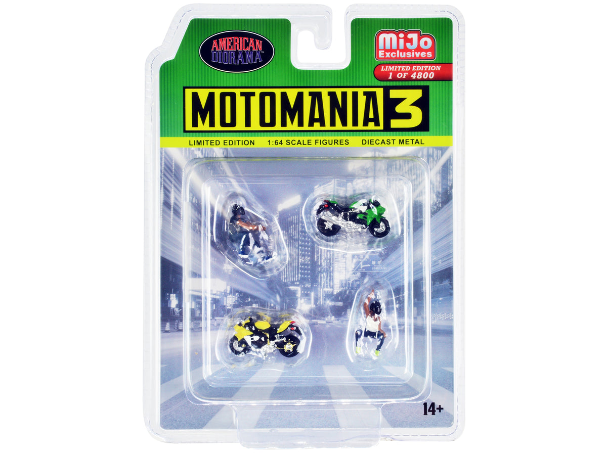 4 Diecast (2 2 Motorcycles) 1/64 Scale Figure Set - American Diorama