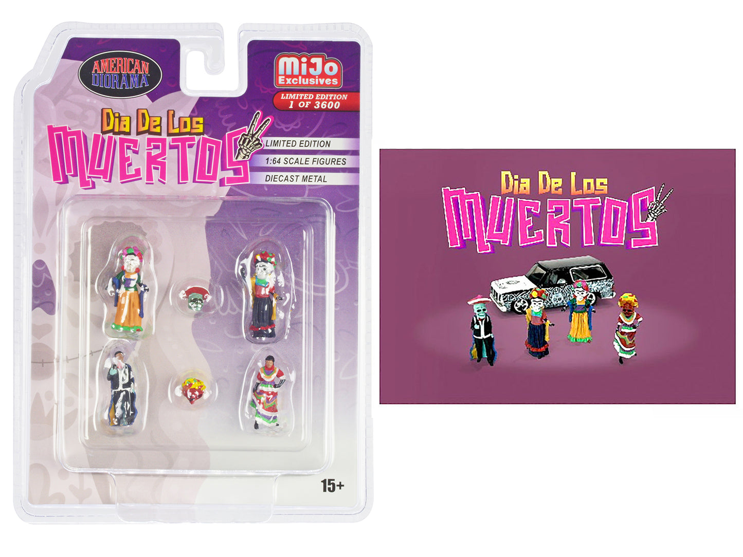 "Dia de los Muertos 2" 6 piece Diecast Set (4 Figures 2 Masks) Limited Edition to 3600 pieces Worldwide for 1/64 Scale Models by American Diorama <h2>"Dia Diorama</h2> <p>High-quality model car perfec