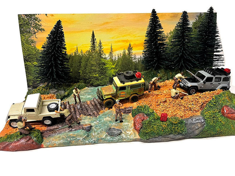 "Overland Off-Road" Diorama with Forest Background for 1/64 Scale Models by American <h2>"Overland Diorama</h2> <p>High-quality diecast model car perfect collectors and enthusiasts. Features detailed