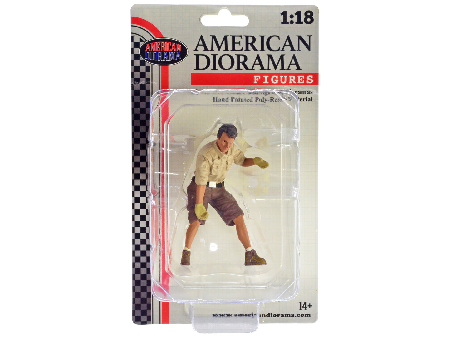 "4X4 Mechanic" Figure 8 with Board Accessory for 1/18 Scale Models by American Diorama <h2>"4X4 Diorama</h2> <p>High-quality diecast model car perfect collectors and enthusiasts. Features detailed int
