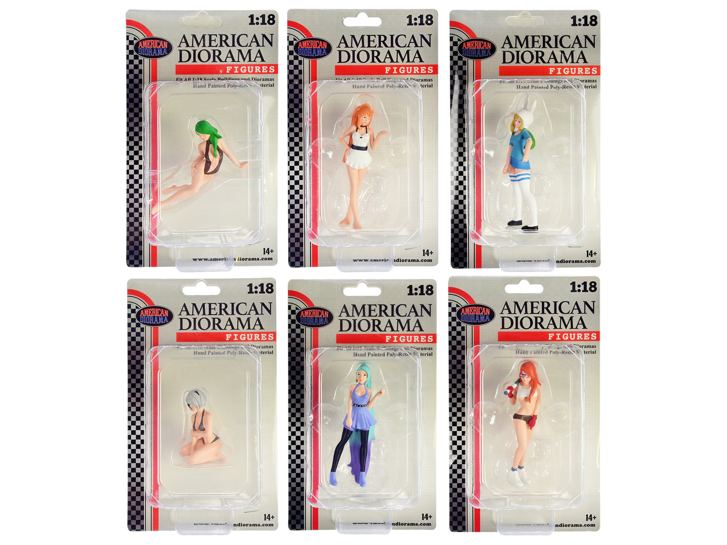 "Cosplay Girls" 6 piece Figure Set for 1/18 Scale Models by American Diorama <h2>"Cosplay Diorama</h2> <p>High-quality diecast model car perfect collectors and enthusiasts. Features detailed interior