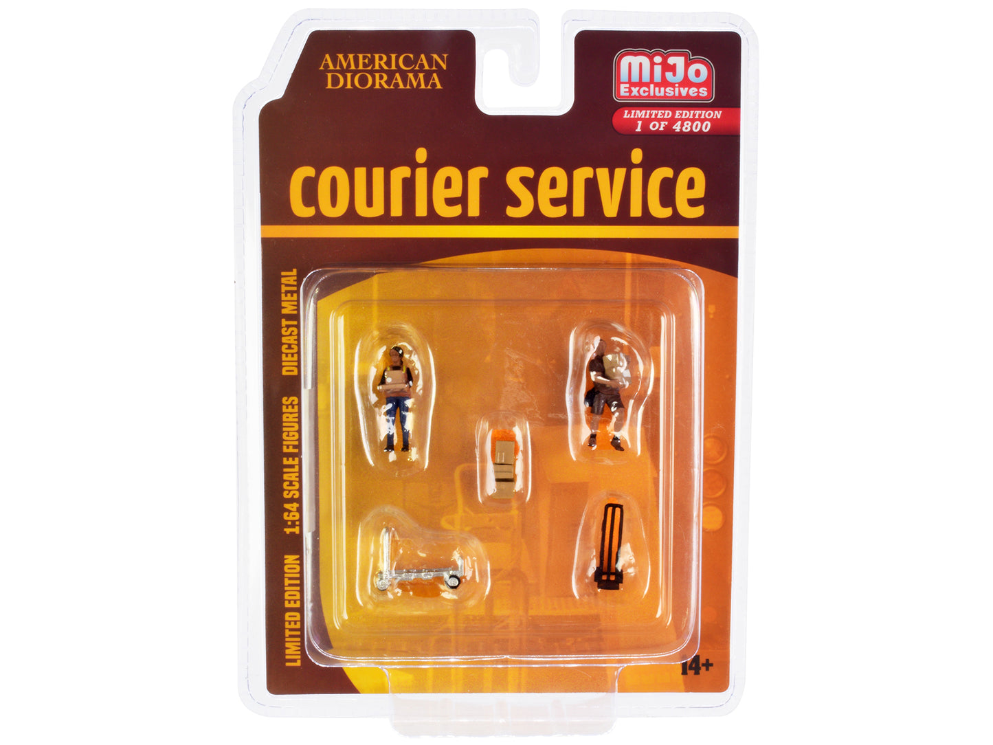 "Courier Service" 5 Piece Diecast Figures Set (2 Worker and 3 accessories) Limited Edition to 4800 pieces Worldwide for 1/64 Scale Models by American Diorama <h2>"Courier Diorama</h2> <p>High-quality