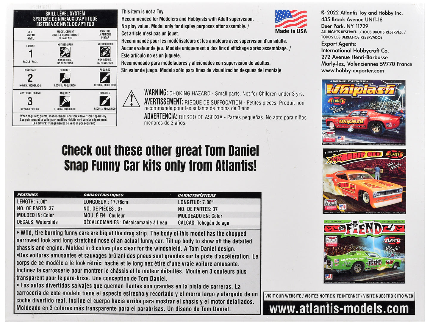 Model Kit Tom Daniel's "FAKE OUT!" Classic Funny Car (Snap-to-Build) 1/32 Scale Model by Atlantis T&y