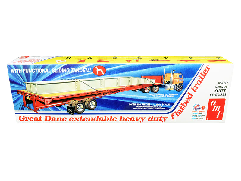 Skill 3 Model Kit Great Dane Extendable Heavy Duty Flat Bed Trailer with Functional Sliding Tandem 1/25 Scale by AMT <h2>Skill AMT</h2> <p>High-quality diecast car perfect for collectors and enthusias