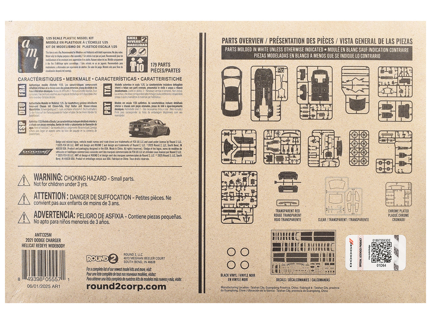 Skill 2 Model Kit 2021 Dodge Charger Hellcat Redeye Widebody 1/25 Scale Model by AMT