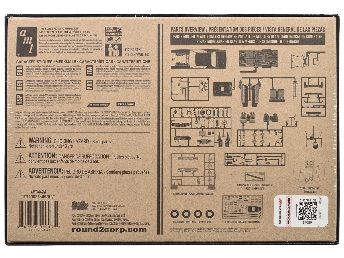 Skill 2 Model Kit 1971 Dodge Charger R/T 1/25 Scale Model - AMT