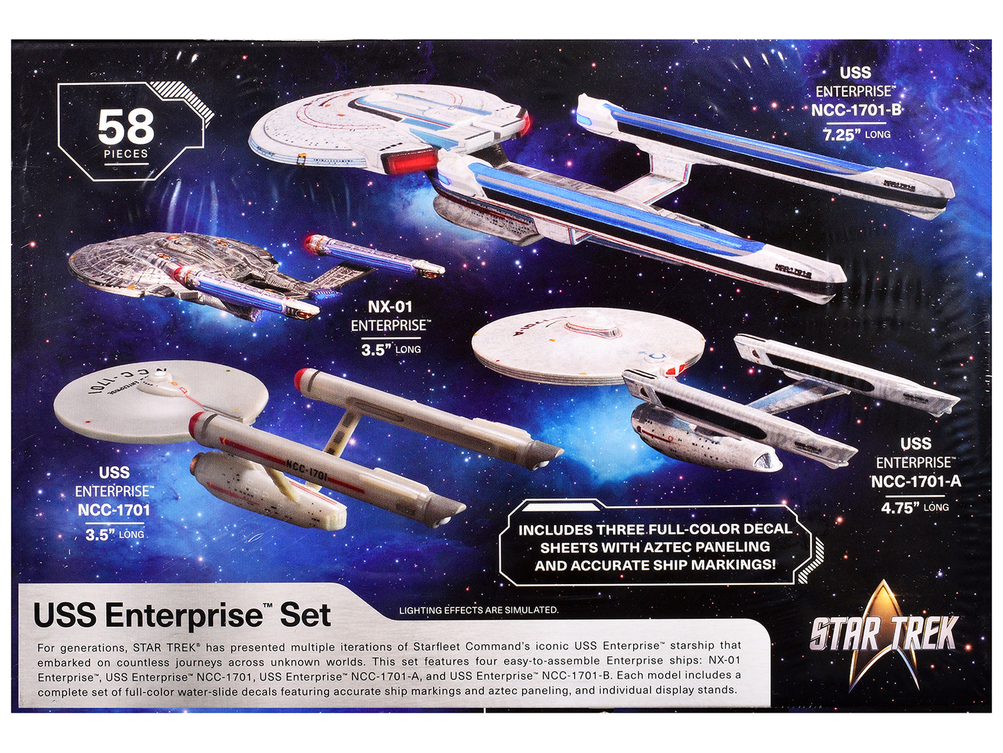 Skill 2 Model Kit U.S.S. Enterprise Four Ship Set "Star Trek" 1/2500 Scale Model by AMT T&y