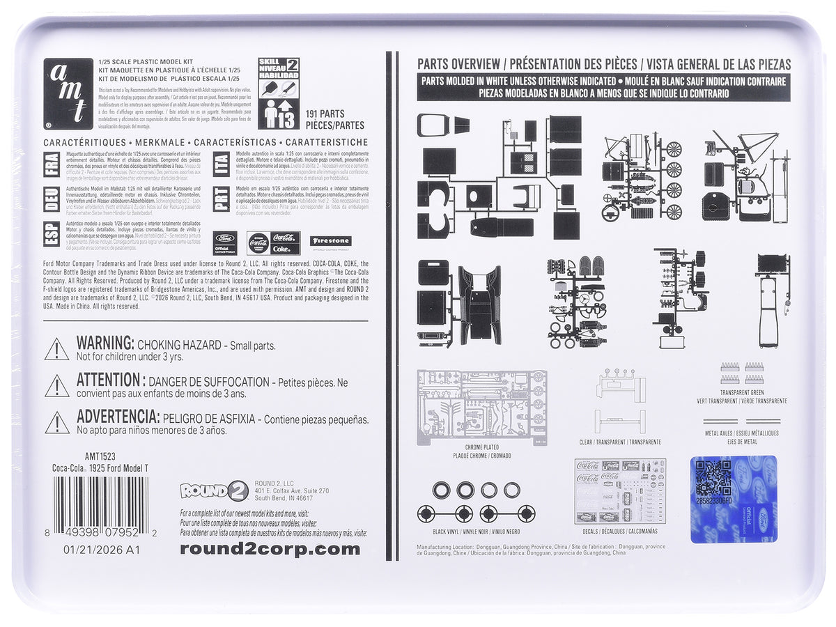 Skill 2 Model Kit Ford Model T Panel 1/25 Scale Model Kit - AMT