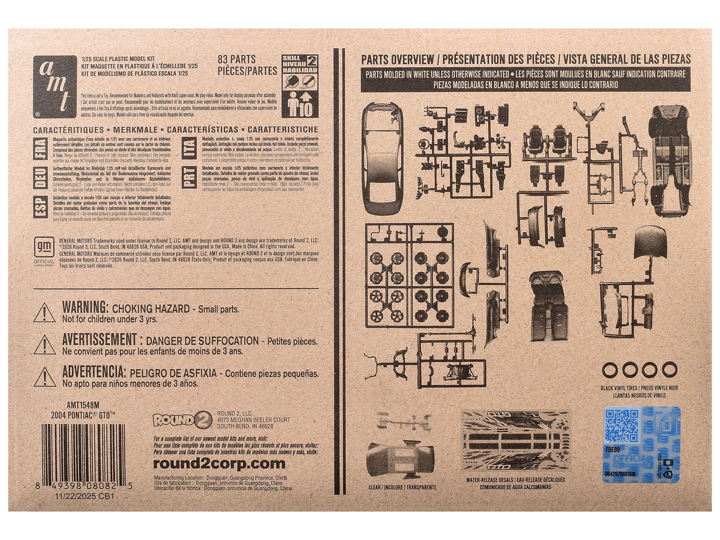 Skill 2 Model Kit 2004 Pontiac GTO 1/25 Scale Model by AMT