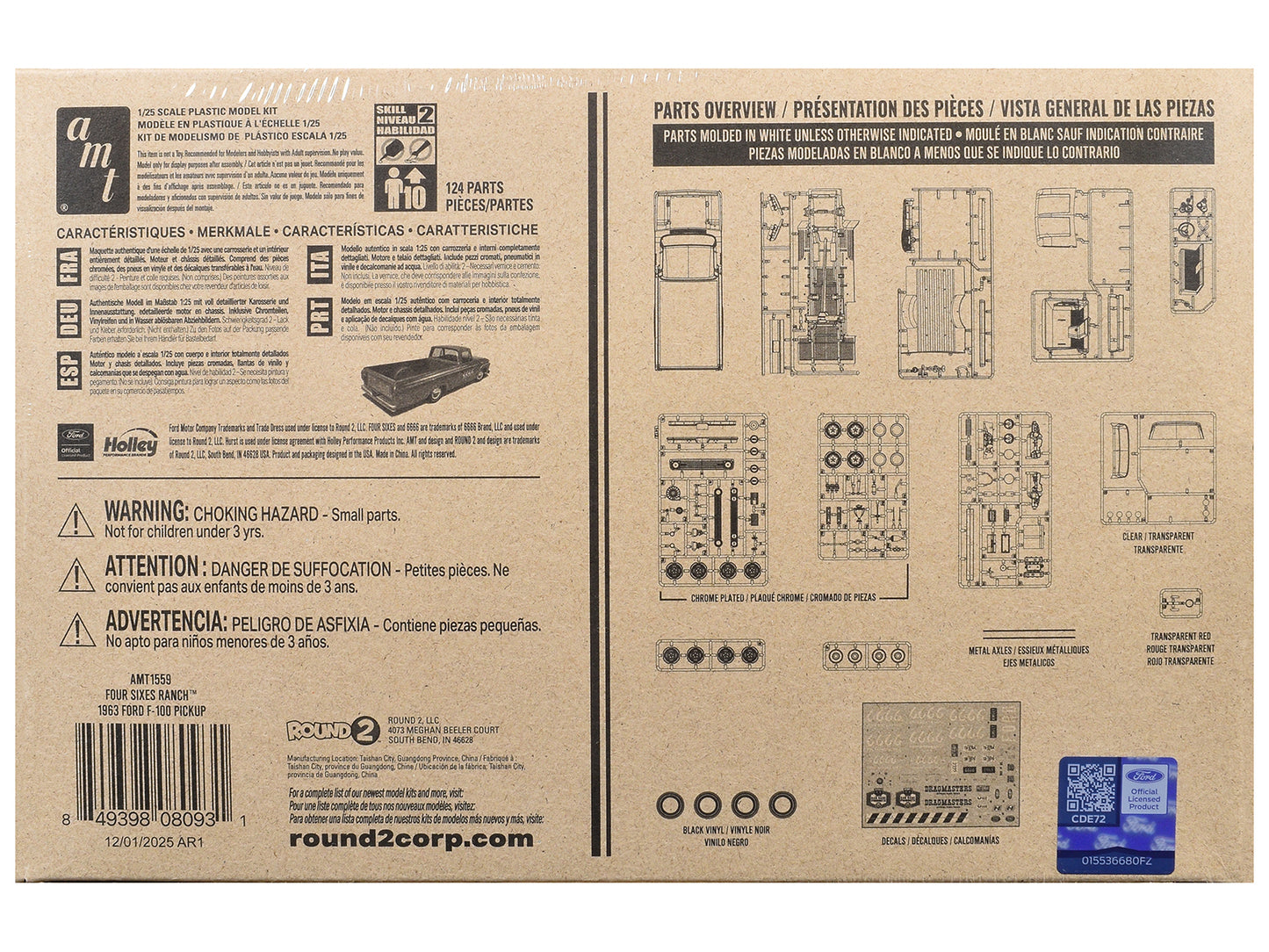 Skill 2 Model Kit 1963 Ford F-100 Pickup Truck "Four Sixes Ranch" 3-in-1 Kit 1/25 Scale Model by AMT