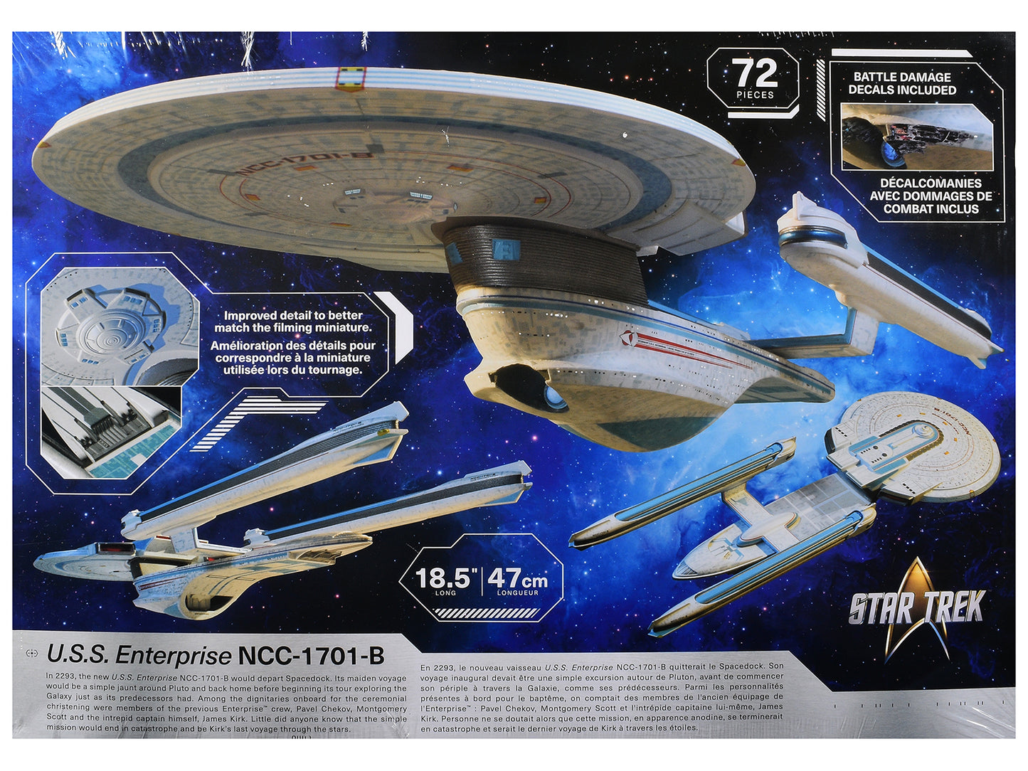 Skill 2 Model Kit U.S.S. Enterprise NCC-1701-B Space Ship "Star Trek Generations" (1994) Movie 1/1000 Model Kit by AMT