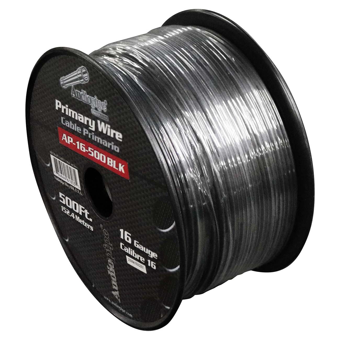 Audiopipe Primary Wire 16-Gauge 500 Foot Spool - Black