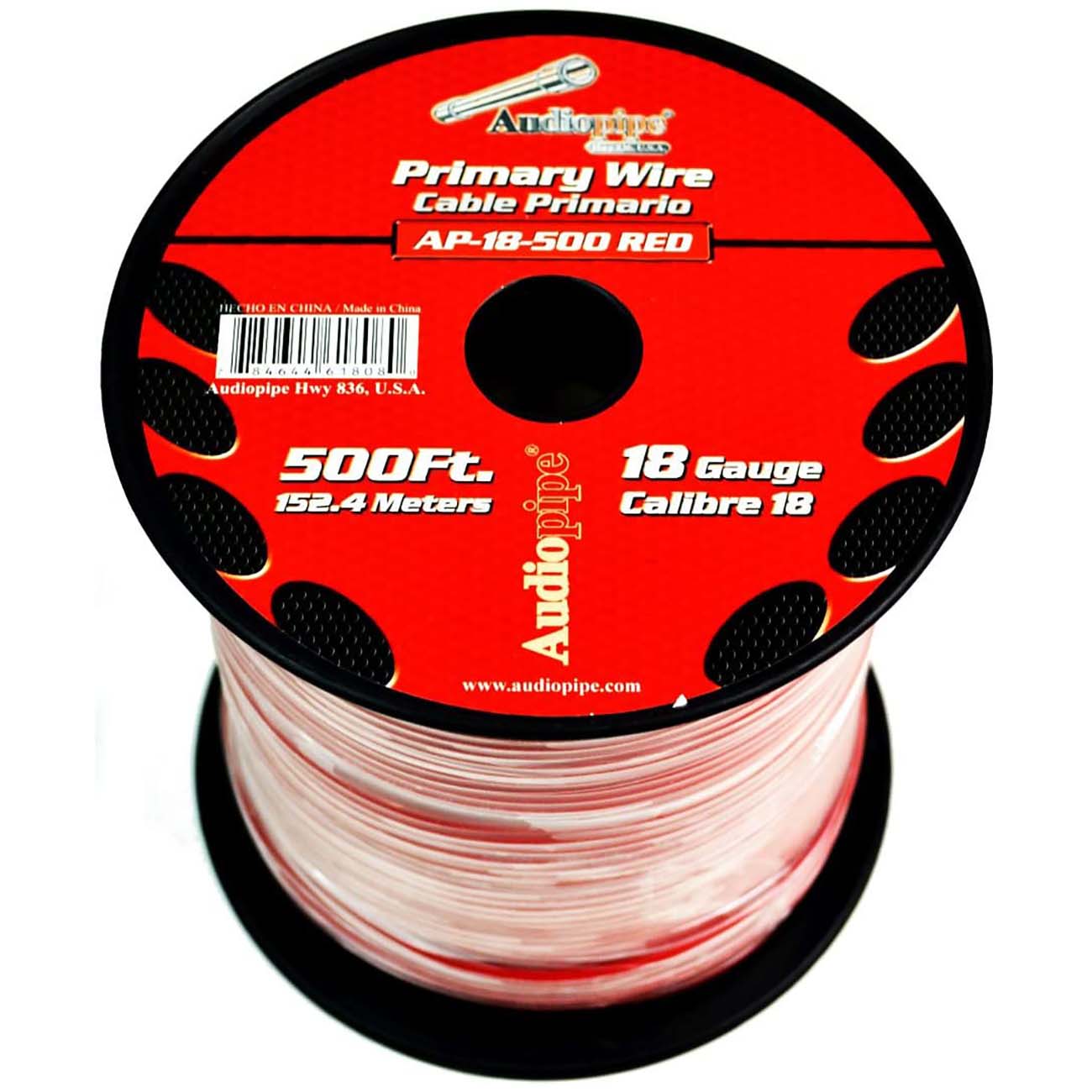 Audiopipe Primary Wire 18-Gauge 500 Foot Spool - Red