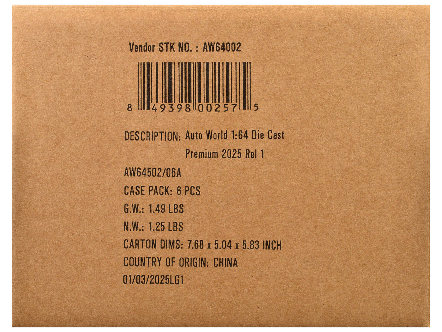 Auto World Premium 2025 Release 1 Set A of 6 pcs 1/64 Diecast Cars by Auto World