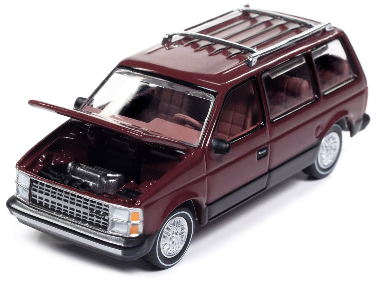 1985 Dodge Caravan Van Crimson Red & Black "Mighty Minivans" Series 1/64 Diecast