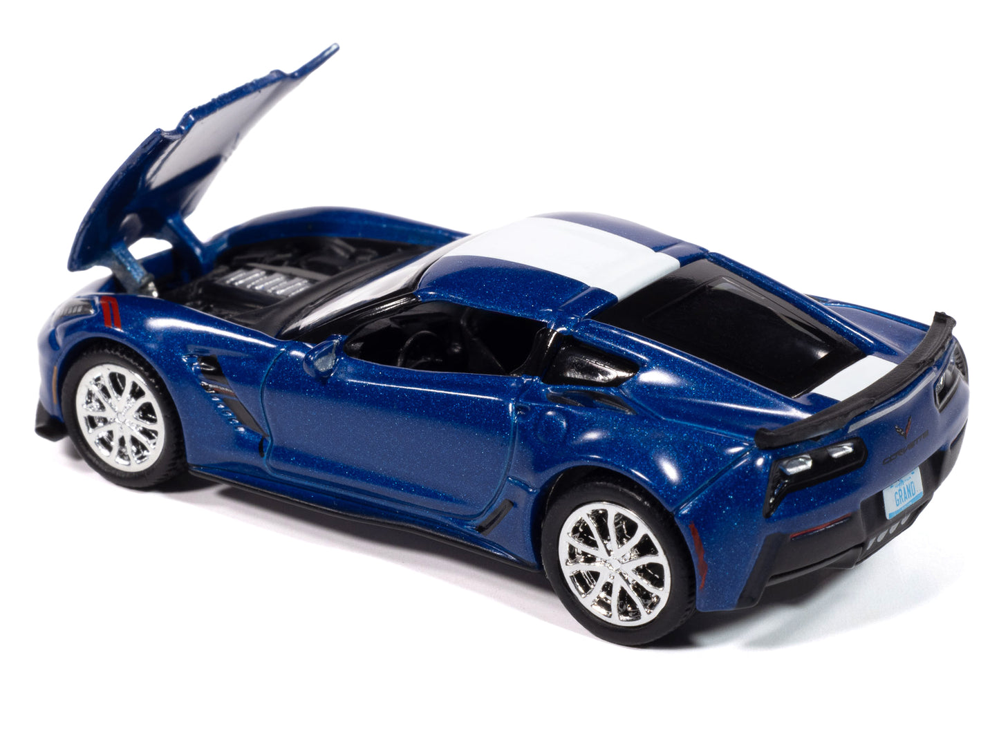 2018 Chevrolet Corvette Grand Sport Admiral Blue with White Stripe "Sports Cars" Series 1/64 Diecast Model Car by Auto World