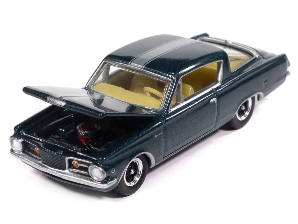 1965 Plymouth Barracuda Formula S Blue Silver Stripe Vintage Muscle 1/64 Diecast