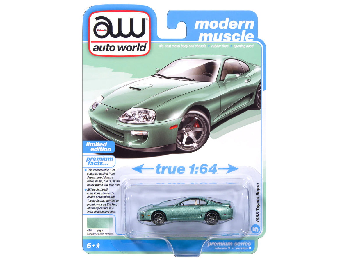 1998 Toyota Supra Caribbean Green Metallic "Modern Muscle" Series 1/64 Diecast