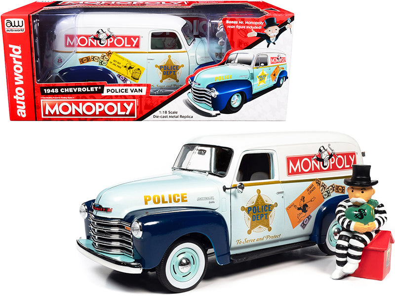 1948 Chevrolet Panel Police Van Mr. Monopoly Figurine Monopoly 1/18 Diecast