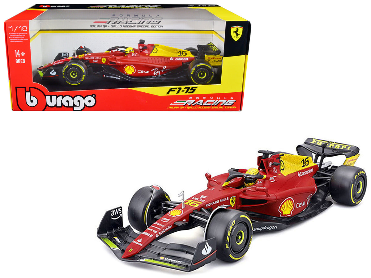 Ferrari F1-75 #16 Charles Leclerc 2nd Place 1/18 Diecast Model Car - Bburago