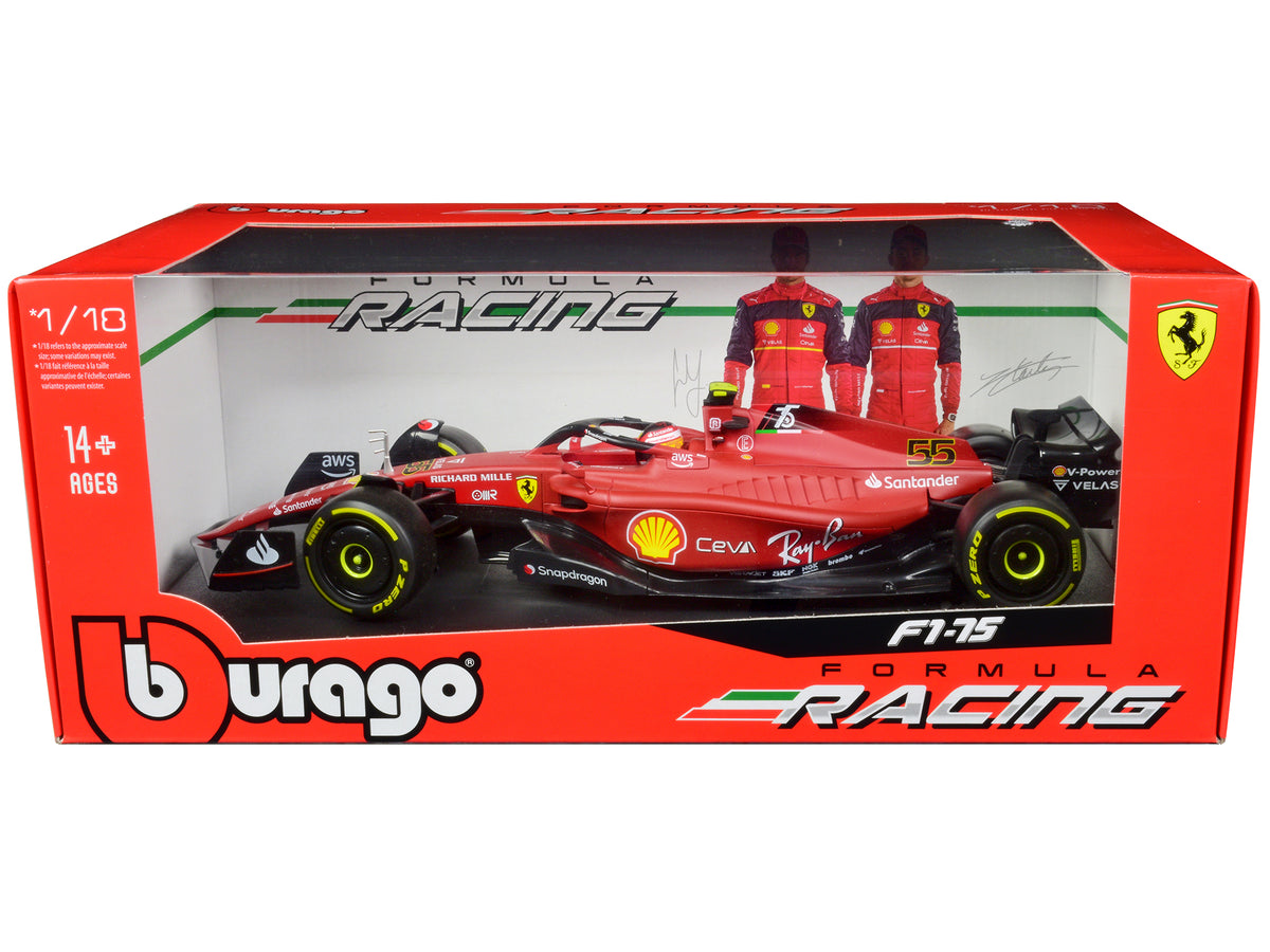 Ferrari F1-75 #55 Carlos Sainz Formula One F1 1/18 Diecast Model Car - Bburago