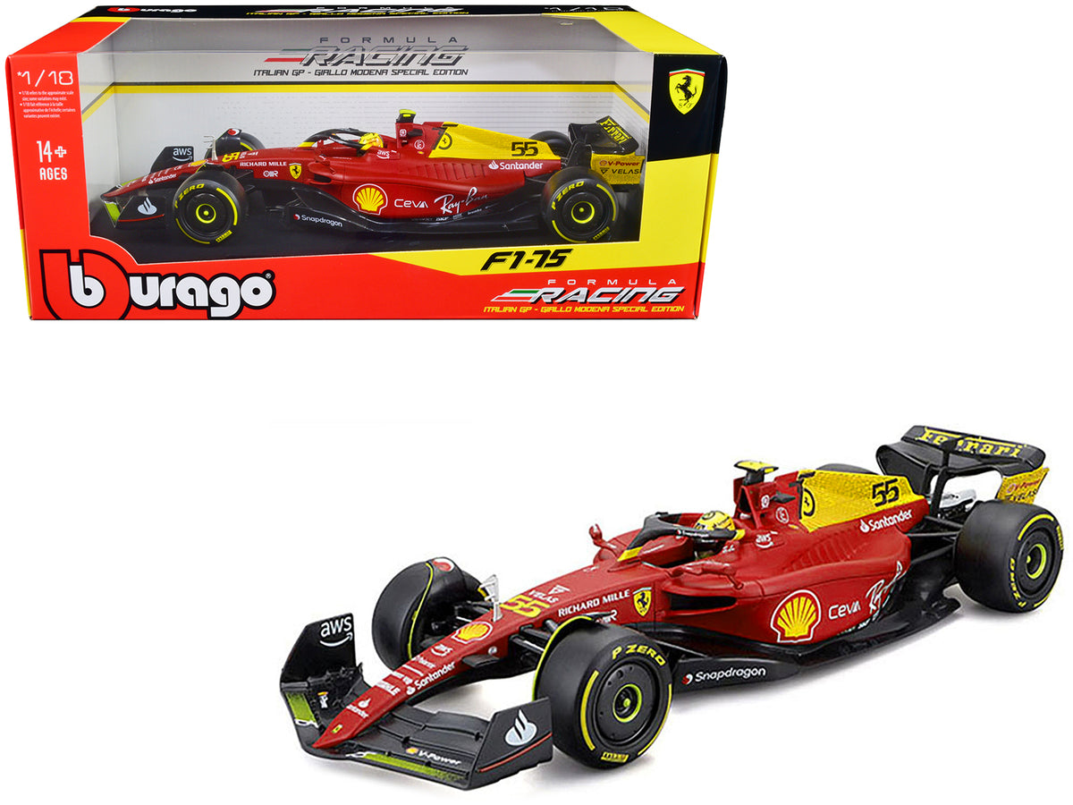 Ferrari F1-75 #55 Carlos Sainz Formula One F1 1/18 Diecast Model Car - Bburago
