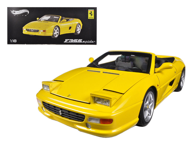 Ferrari F355 Spider Convertible Yellow Elite 1/18 Diecast Model Car - Hotwheels