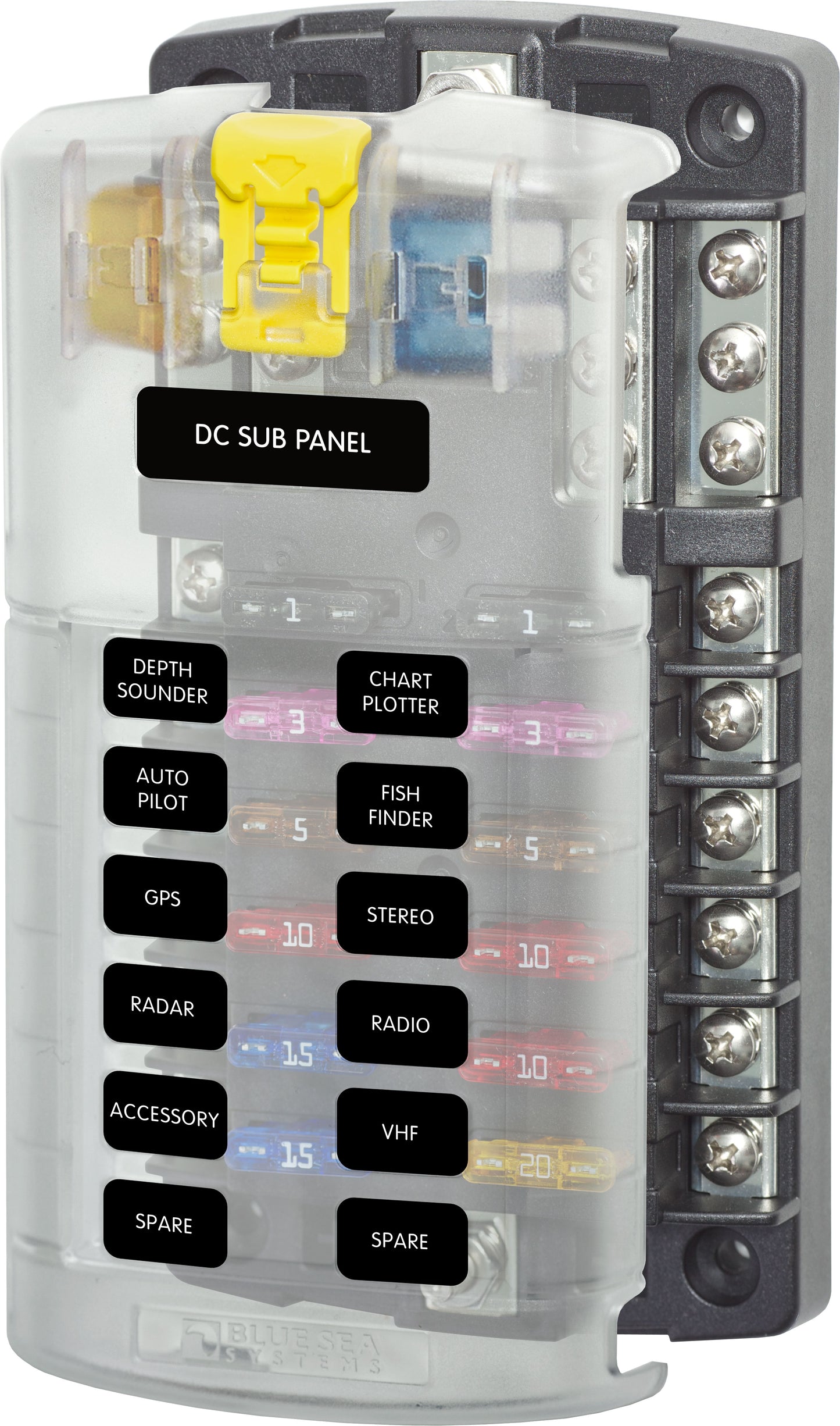 Blue Sea 5026 12-Gang Fuse Block Wtron ST ATO/ATC Negative Bus and Cover