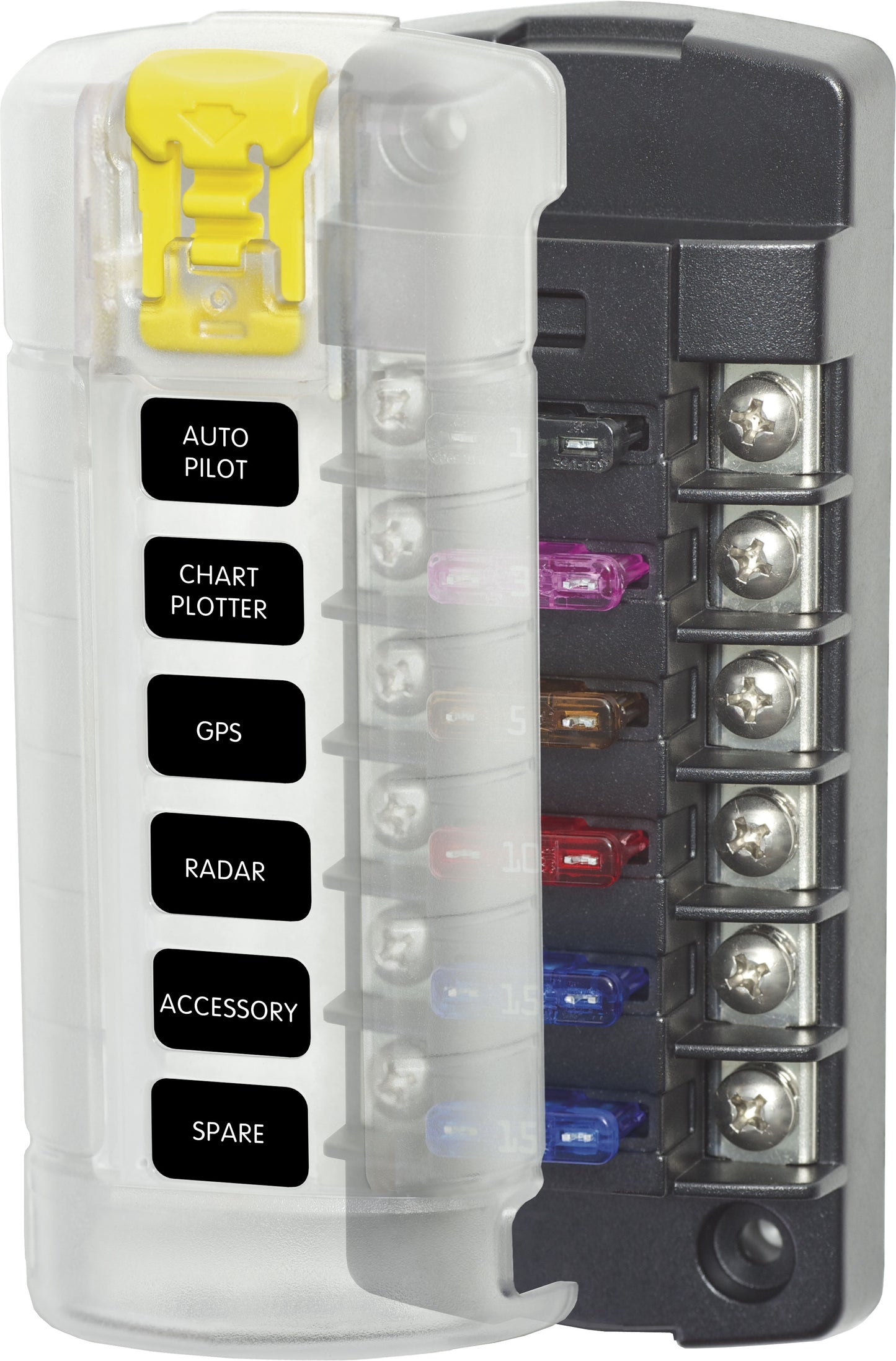 Blue Sea 5035 6-Gang Fuse Block Wtron ST ATO/ATC Independent Circuits and Cover