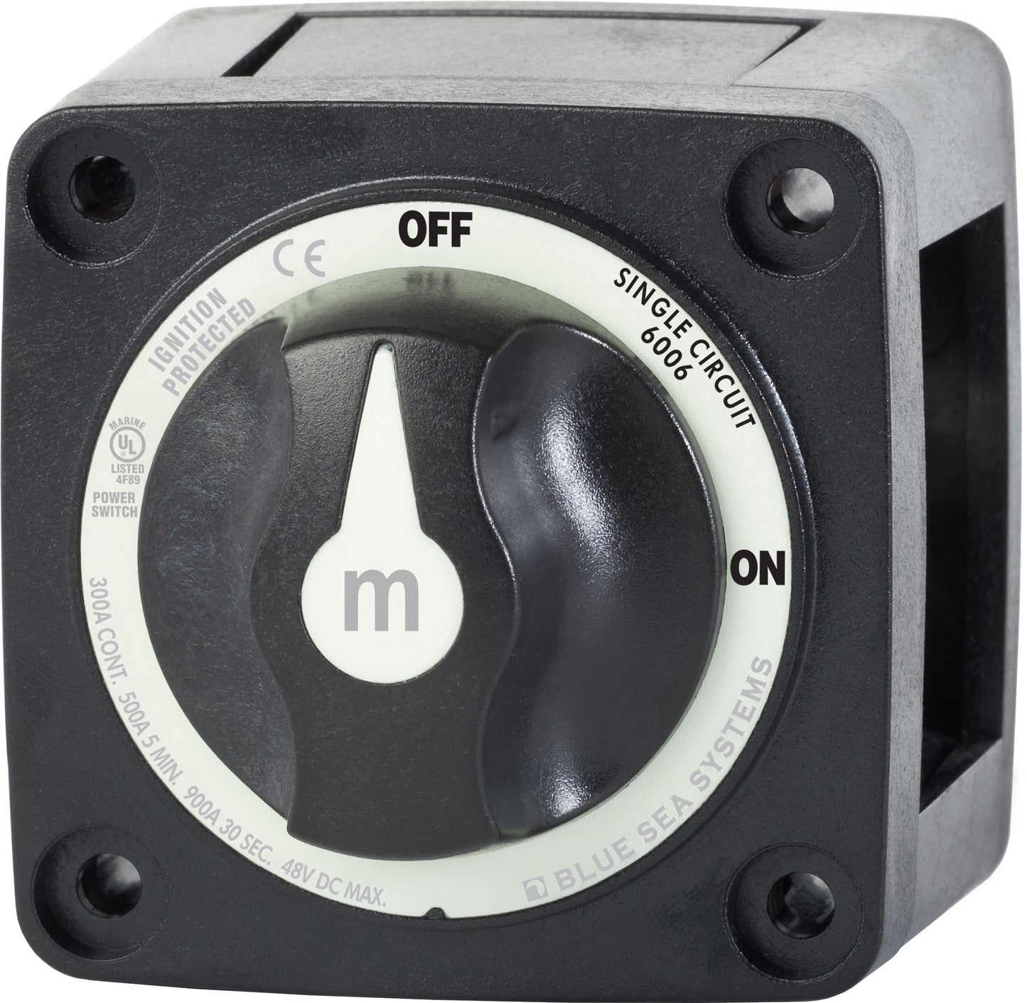 Blue Sea M-Series Battery Wtron Switch On/Off Black with Knob