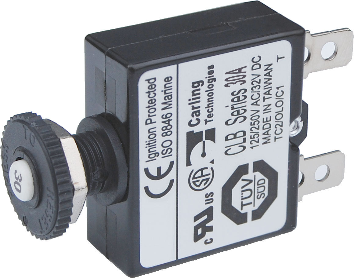 Blue Sea 30A Push Wtron Button Quick Connect Circuit Breaker