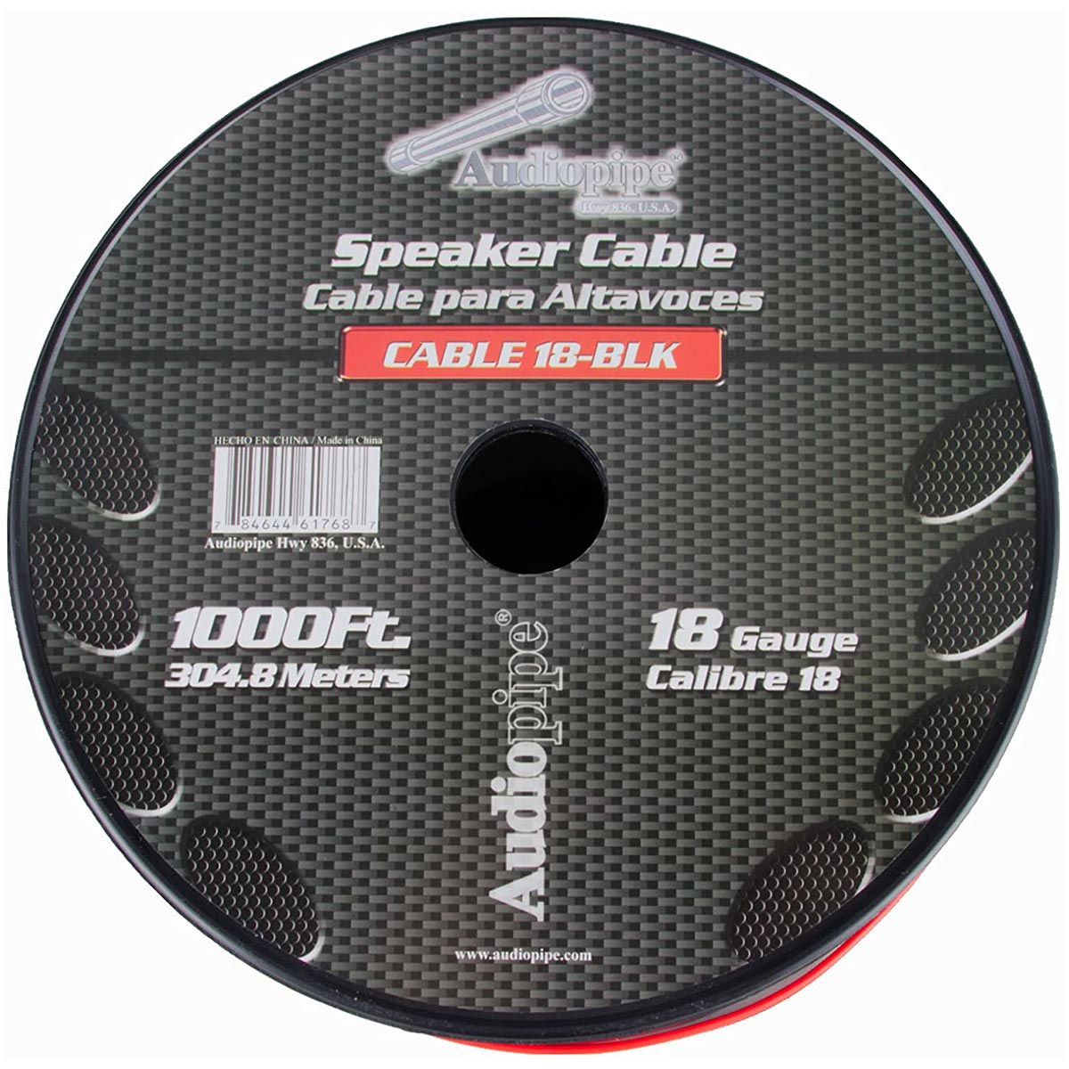 Audiopipe Speaker Wire 18-Gauge 1000 Foot Spool - Black/Red