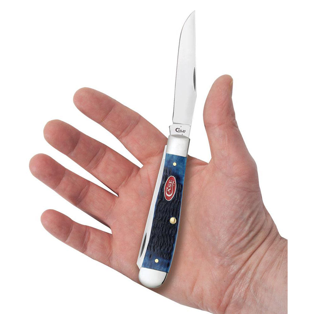 Case Knives Navy Blue Bone Rogers Jig Trapper Folding Pocket Knife