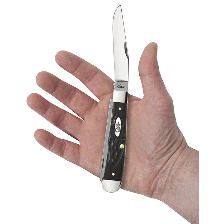Case Knives Jigged Rough Black Synthetic Trapper Folding Pocket Knife