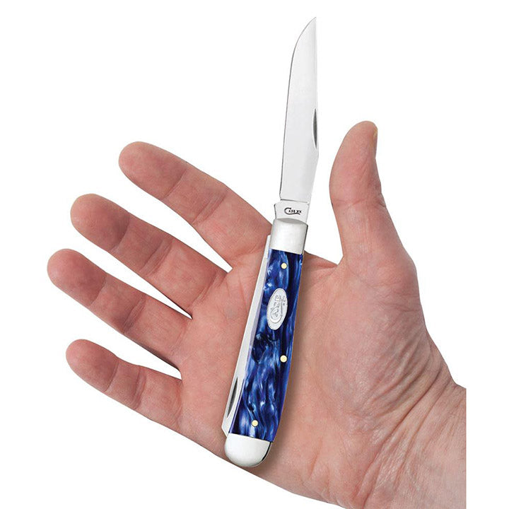 Case Knives Blue Pearl SG Kirinite Trapper Folding Pocket Knife