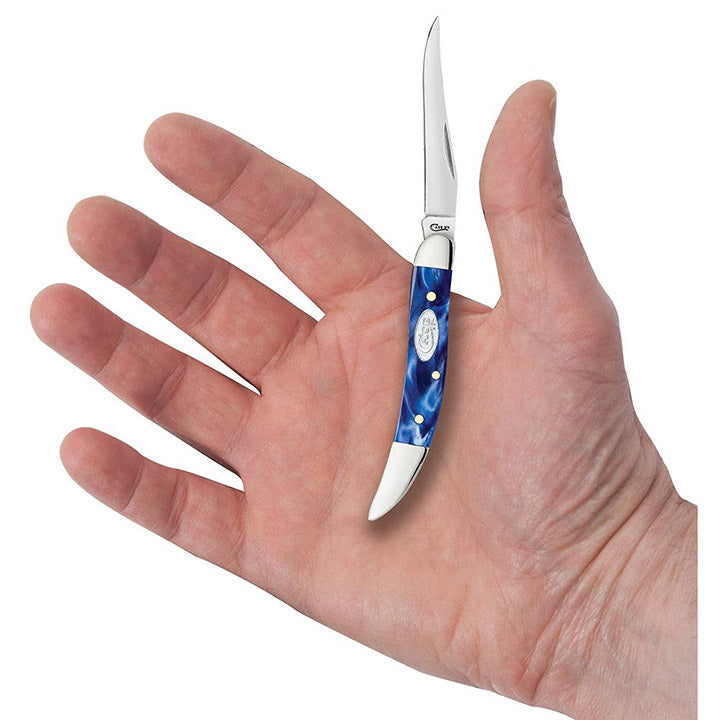 Case Knives Blue Pearl Kirinite Small Texas Toothpick Folding Pocket Knife