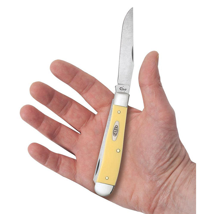 Case Knives Smooth Yellow Synthetic Trapper Folding Pocket Knife