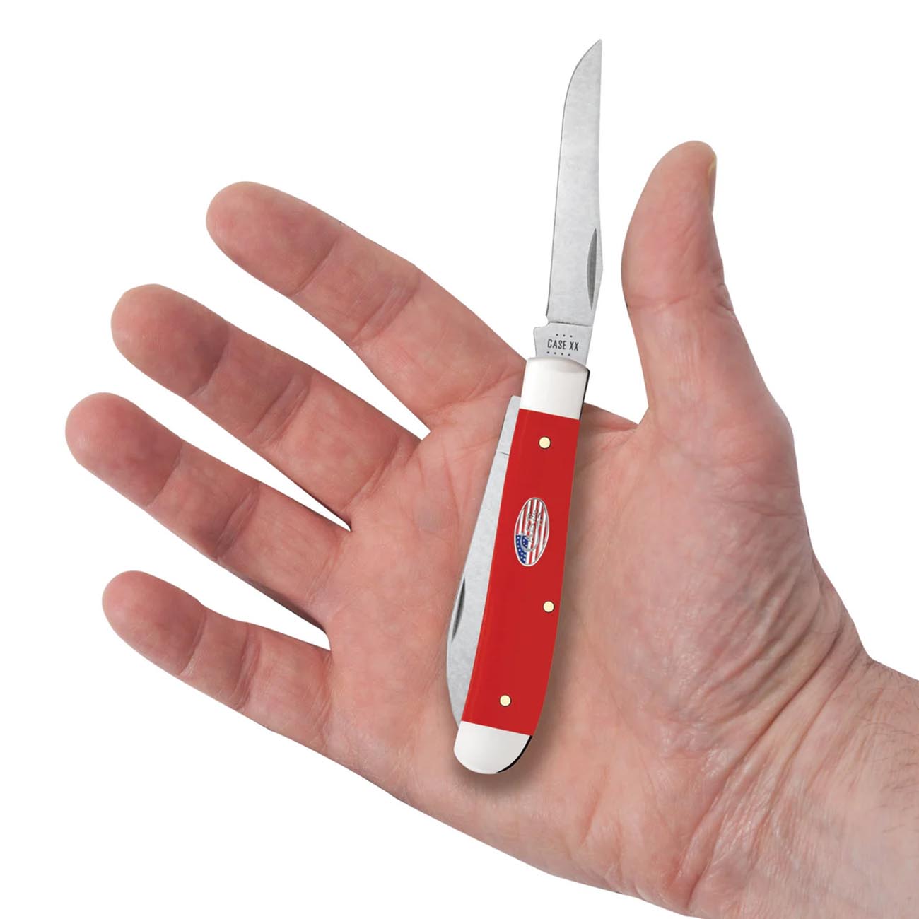 Case Knives American Workman Smooth Red Synthetic Mini Trapper Folding Pocket Knife