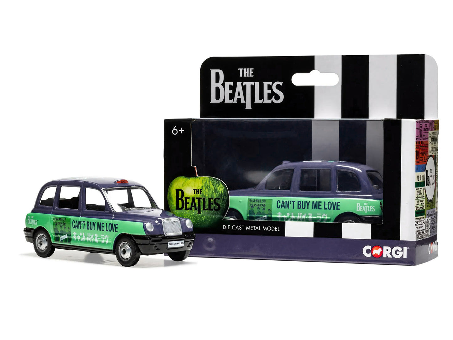 The Beatles London Taxi RHD Can't Buy Me Love Blue and Green Graphics Diecast