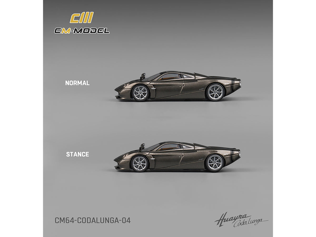 Pagani Huayra Codalunga Gun Metal Gray Sunroof Extra Wheels 1/64 Diecast