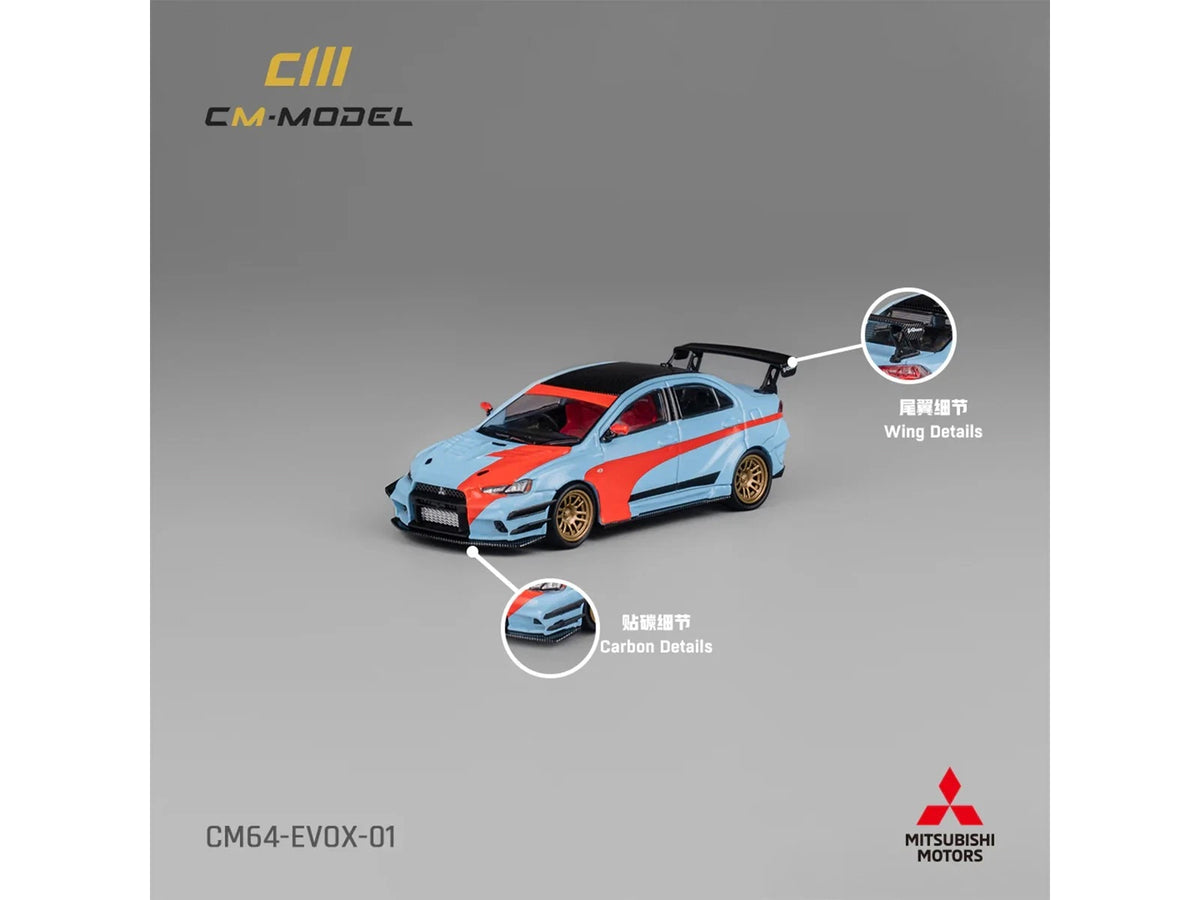 Mitsubishi Lancer Evolution X Varis RHD Black Top Orange Stripes 1/64 Diecast
