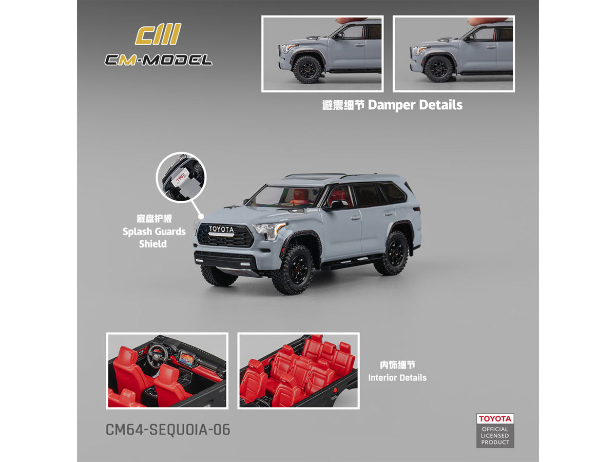 2024 Toyota Sequoia Cement Gray with Red Interior 1/64 Diecast by CM Models