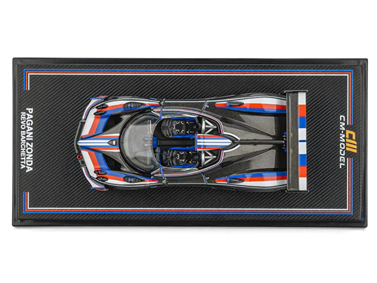 Pagani Zonda Revo Barchetta Carbon with Red White & Blue Stripes 1/64 Diecast