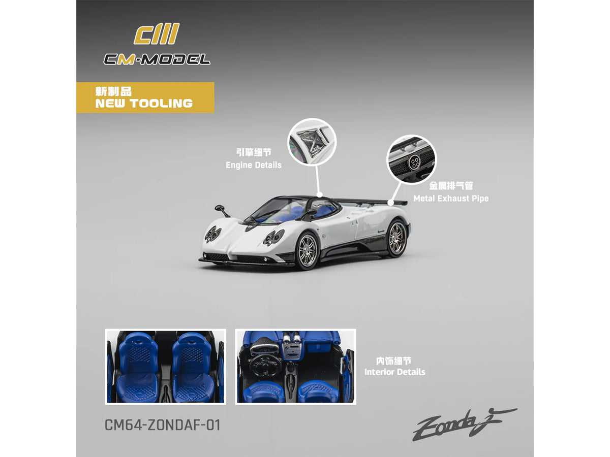 Pagani Zonda F Pearl White with Black Top 1/64 Diecast by CM Model